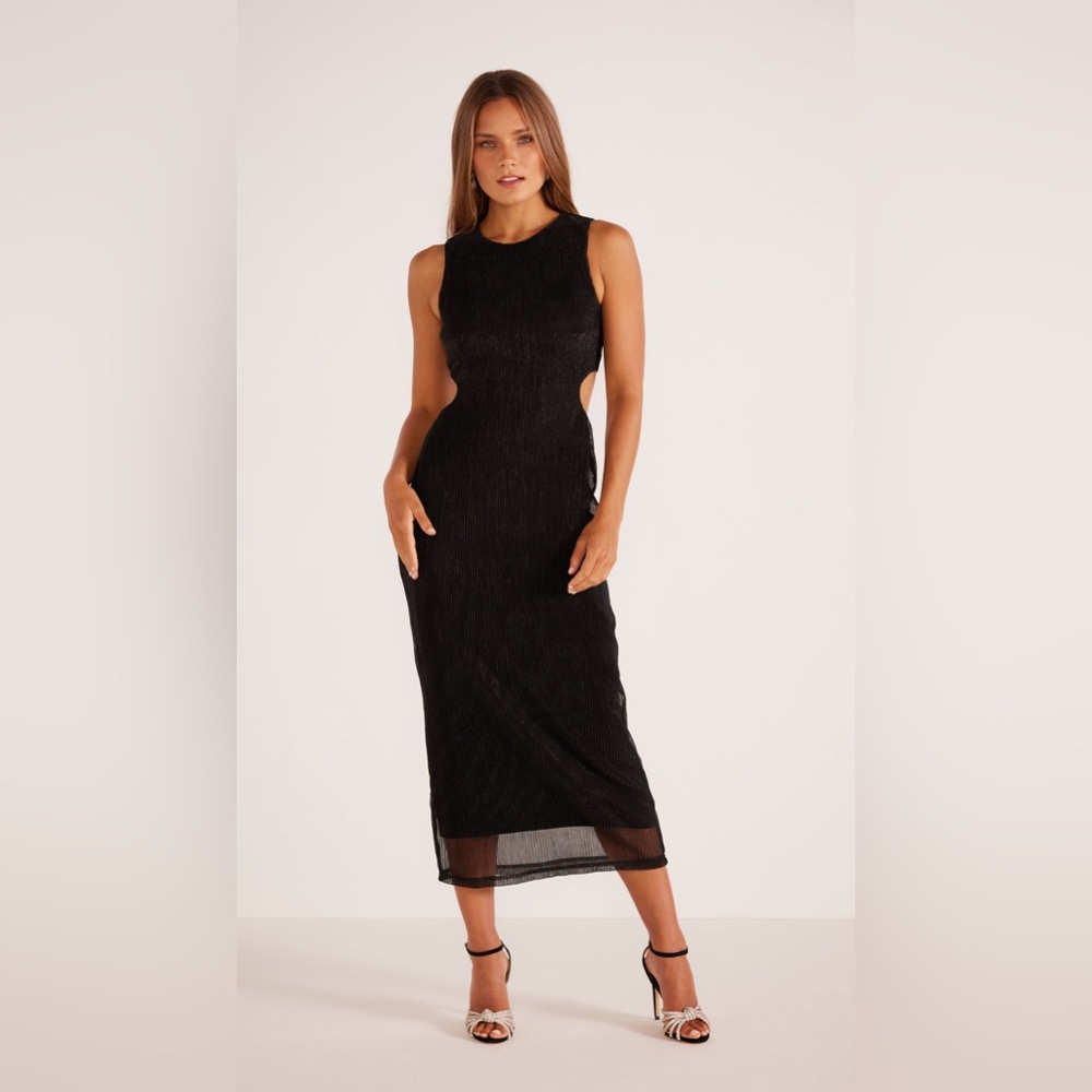 MINKPINK Astrid Cutout Midi Dress Black NWT Small MARP $140